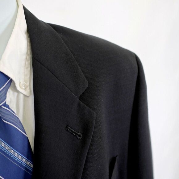 Hart Schaffner Marx Comfort Parisian 44L Black Thick Textured Wool Sport Coat - Picture 2 of 12